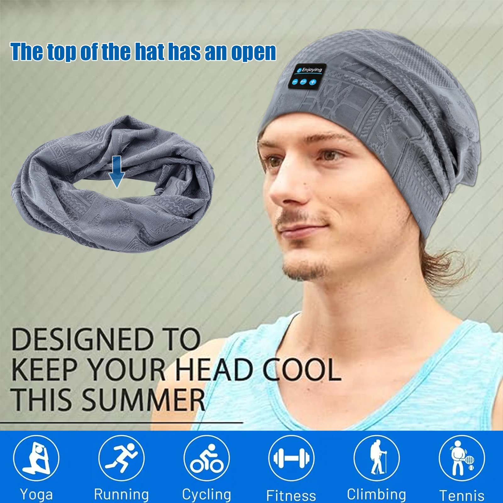 Wireless Bluetooth Headphones Hat Outdoor Sunshade Sports Music Hedset Cap Soft Breathable with Microphone for Handsfree Call
