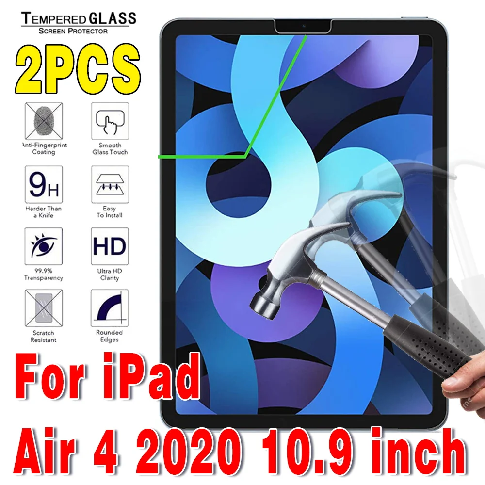 tablet cover 2Pcs Tempered Glass Screen Protector for IPad 10.2 9.7 10. 5 10.9 11 IPad 8 7 6 9 Air 4 3 2 Mini Glass IPad 2020 2019 2018 2021 capacitive stylus for android Tablet Accessories