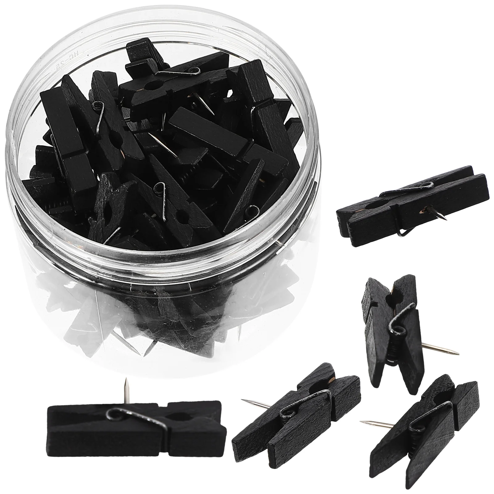 

Tofficu Thumb Tacks 50Pcs Mini Wooden Clothespins Photo Paper Peg Pin Craft Clips Scrapbooking Arts Crafts Hanging Photos Black