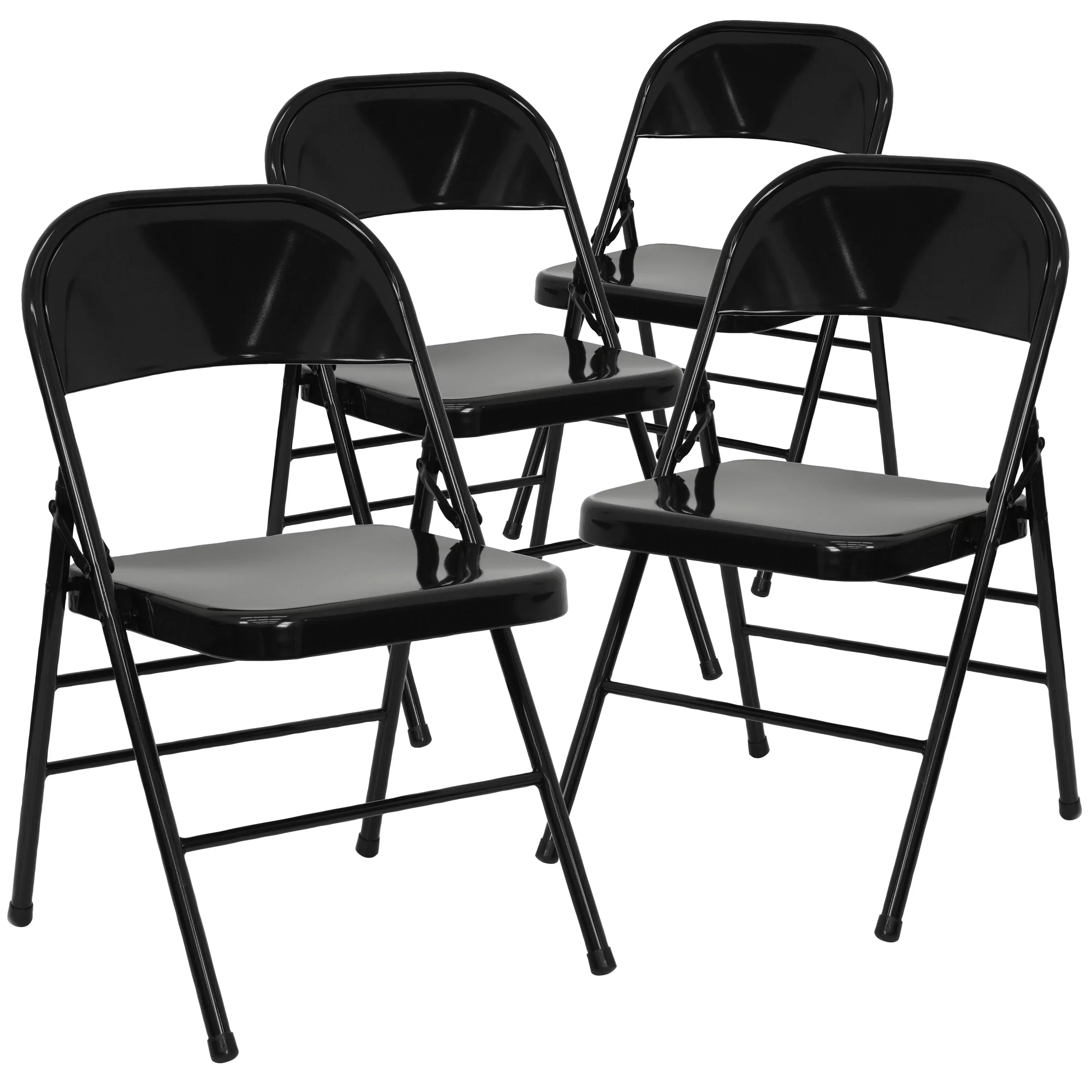 

4 Pack HERCULES Series Triple Braced & Double Hinged Black Metal Folding Chair