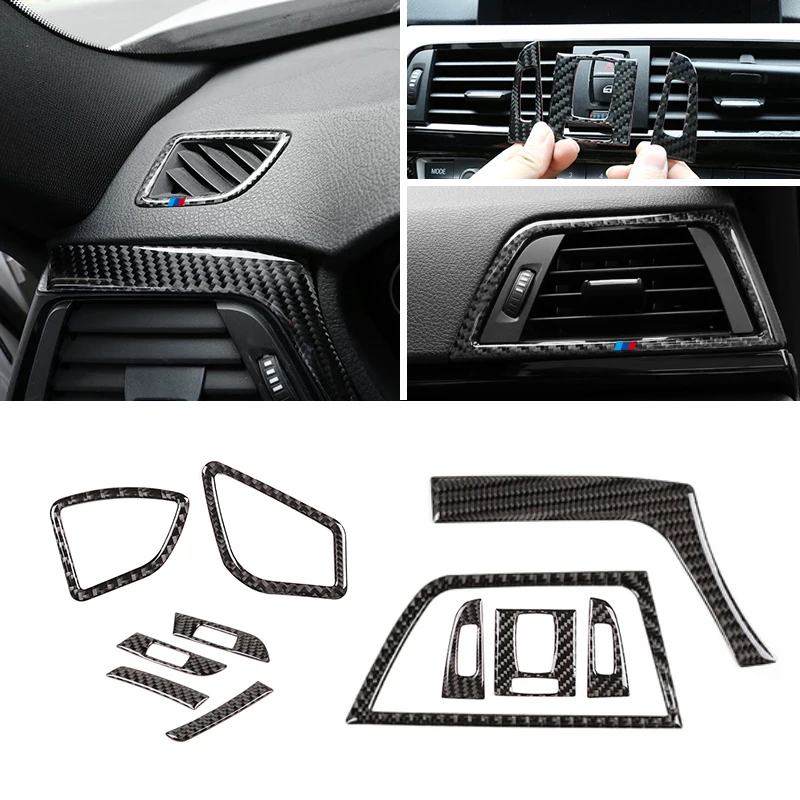 Real Carbon Fiber Car Interior Center / Side Air Conditioning Air Outlet Vent Cover Trim For BMW 3 4 Series F30 F32 2013-car air conditioner trim air conditioner trim air vents cover interior mouldings car moulding decoration interior moulding trim strip