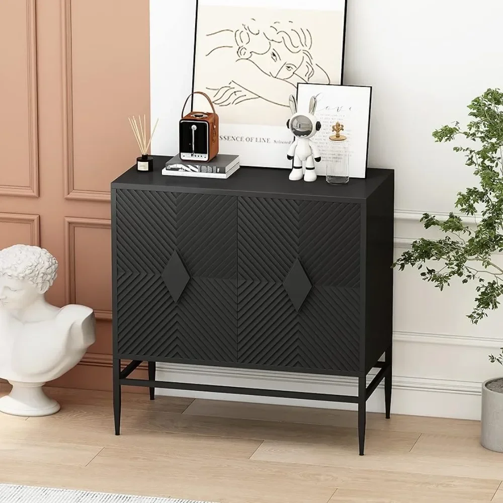 

Modern Accent Cabinet, Free Standing Buffet Cabinet with Storage, Sideboard with Door & Two-Tier Storage, Wood Buffet Storage