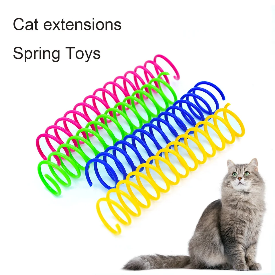 Lot de 100 grands ressorts colorés en plastique pour chat et chaton  (couleur aléatoire)