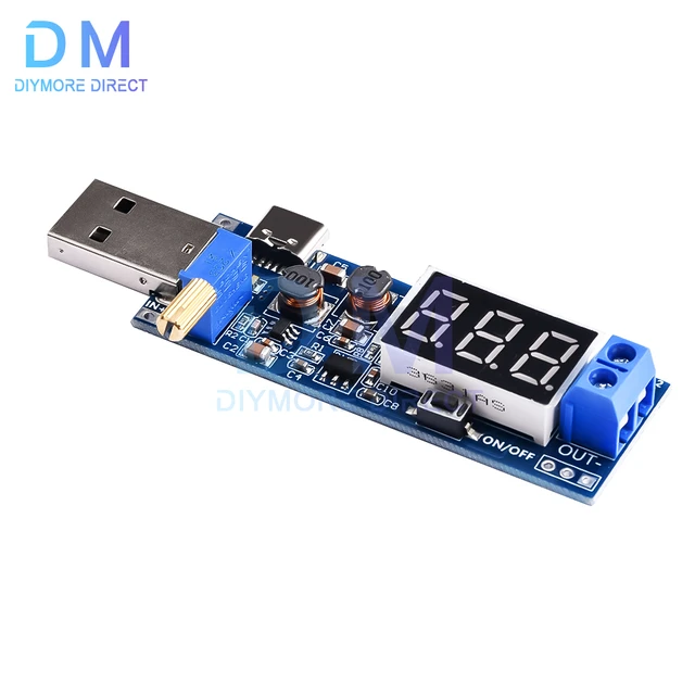 5V bis 12V 24V Spannungsanzeige USB-Boost-Modul 1-24V einstellbares 3W  Desktop-Netzteil