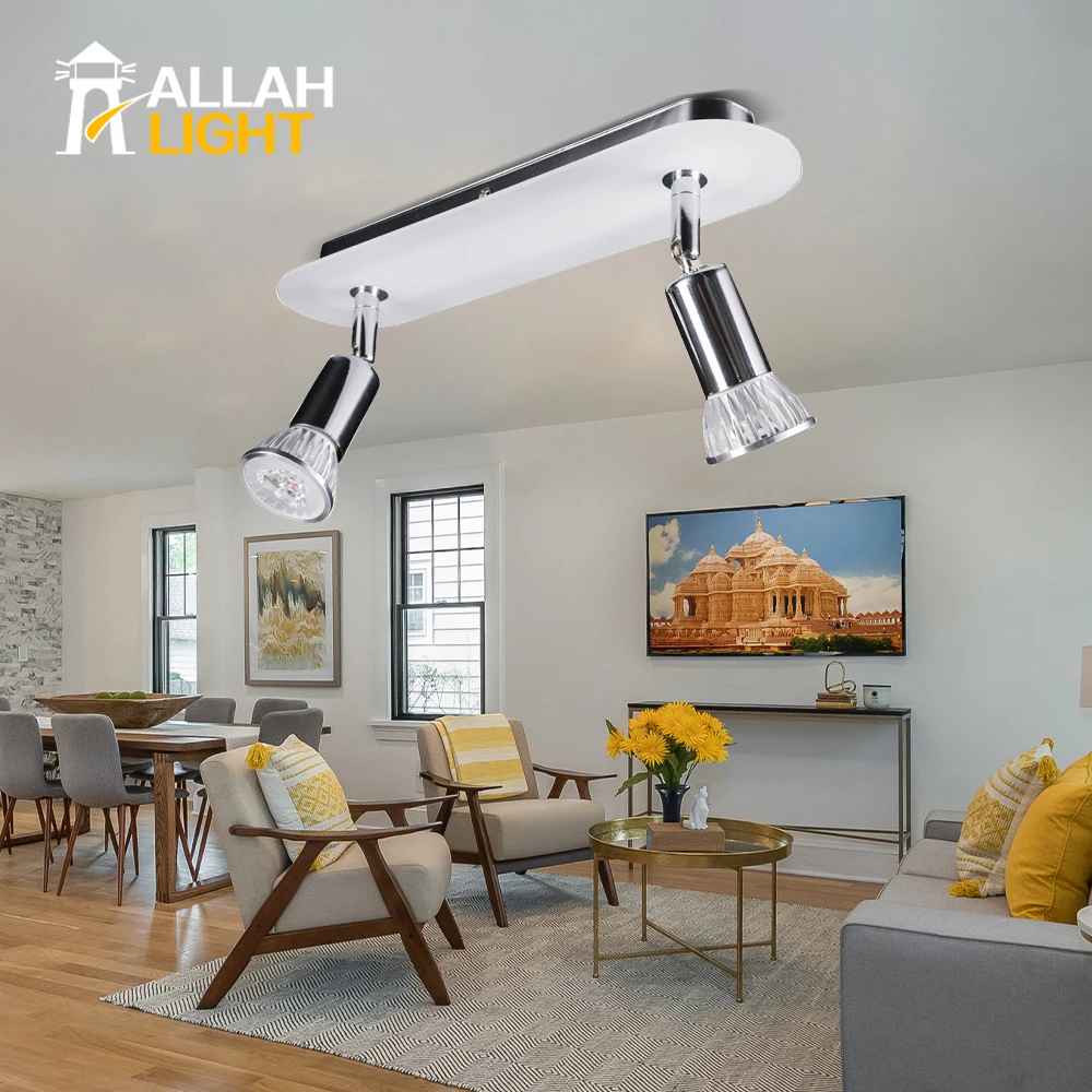 

2-Light Adjustable Dimmable Track Lighting Kit, Flexible Foldable Arms,Satin Nickel Kitchen,GU10 Base Bulbs Not Included