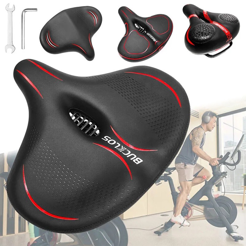 

BUCKLOS Cycling Bike Cushion Wide Big Bum Soft Pad Seat Foam Road Bicycle Saddle Shock Absorption MTB Saddle for Long Rides