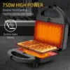 3 in1 Sandwich Maker Panini Press Waffle Iron Set with 3 Removable Non-Stick Plates 750 W Toaster Perfect for Sandwiches Grilled 3