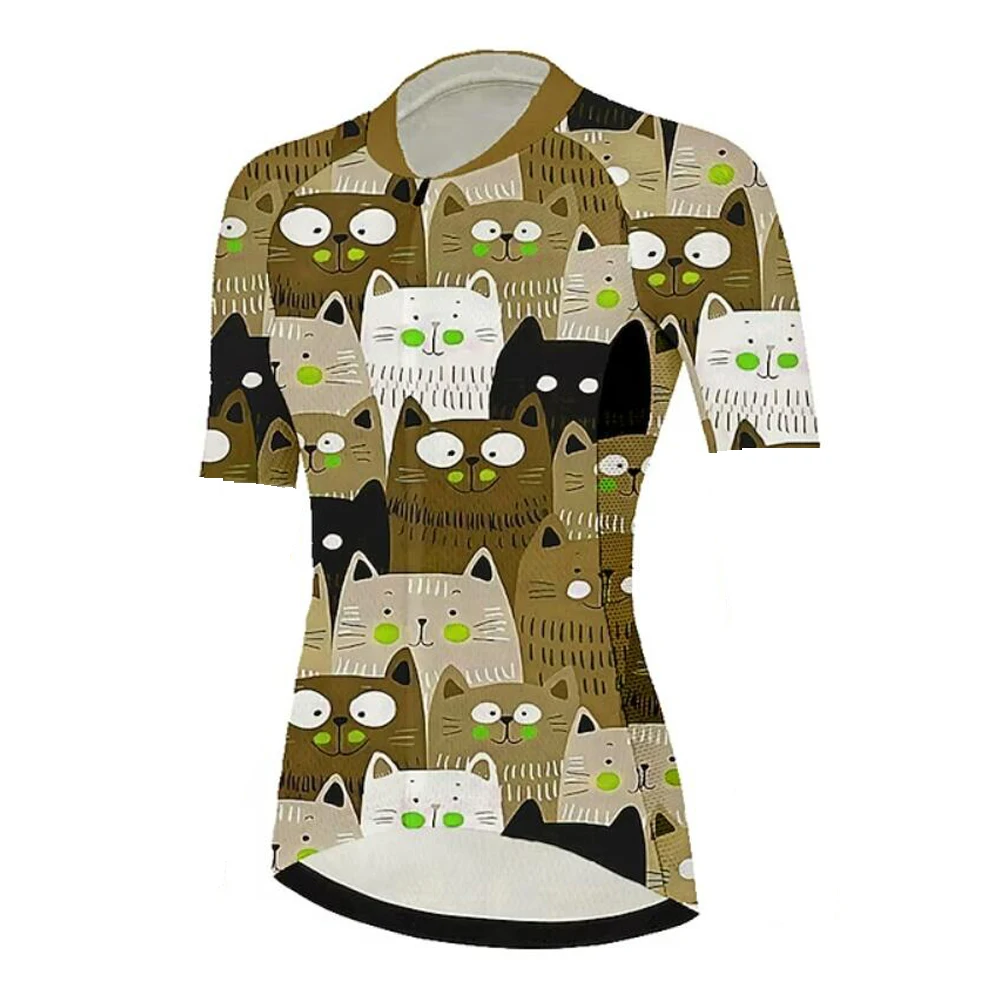 Cartoon Cat Women Cycling Jersey Funny Short Sleeve Road Bike Shirt Mtb Jersey Clothing Triathlon Roupas Femininas