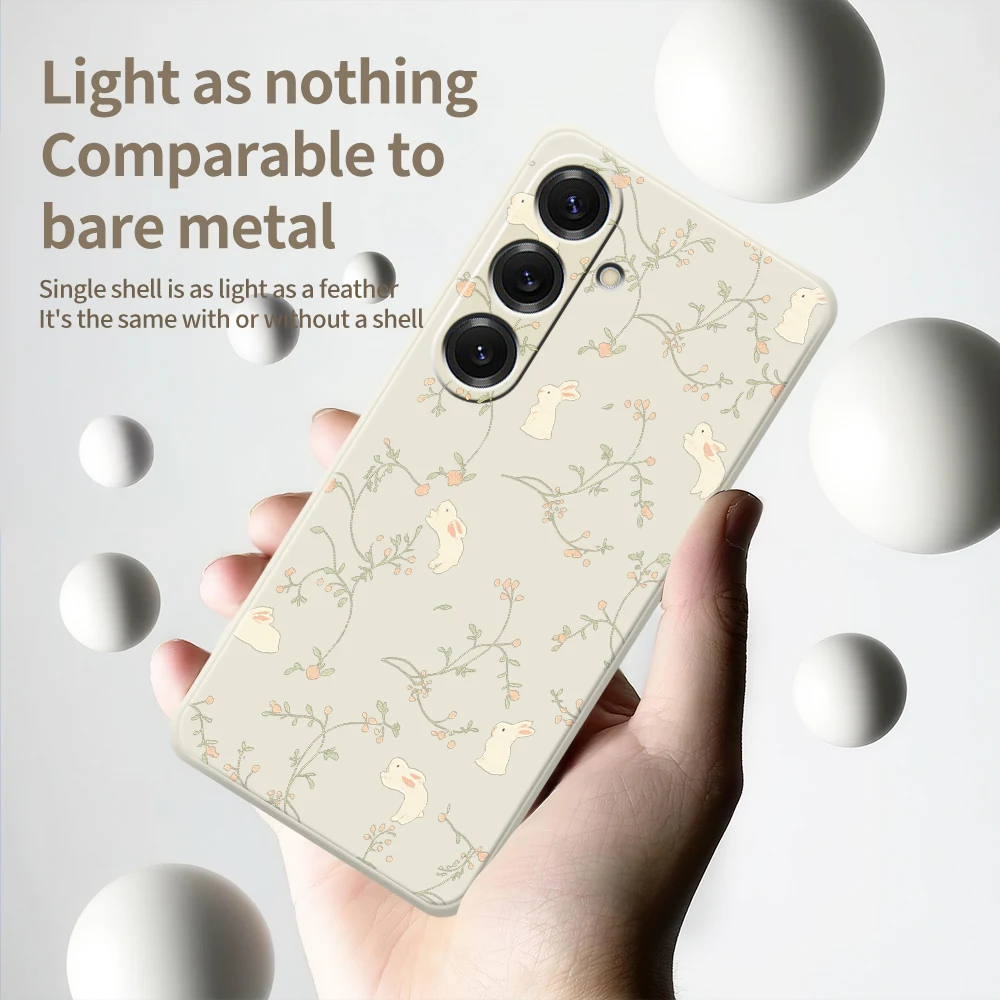 Charming Rabbit and Floral Soft Phone Case
