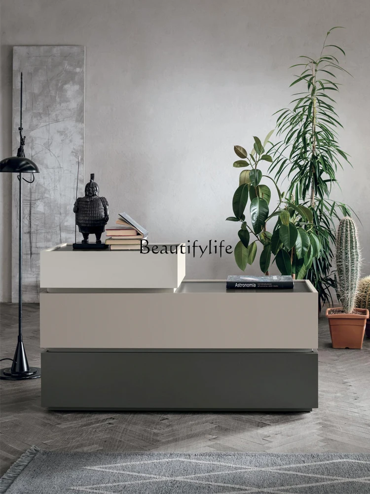 

Italian Minimalist Solid Wood Bedside Cabinet Nordic Living Room Side Cabinet