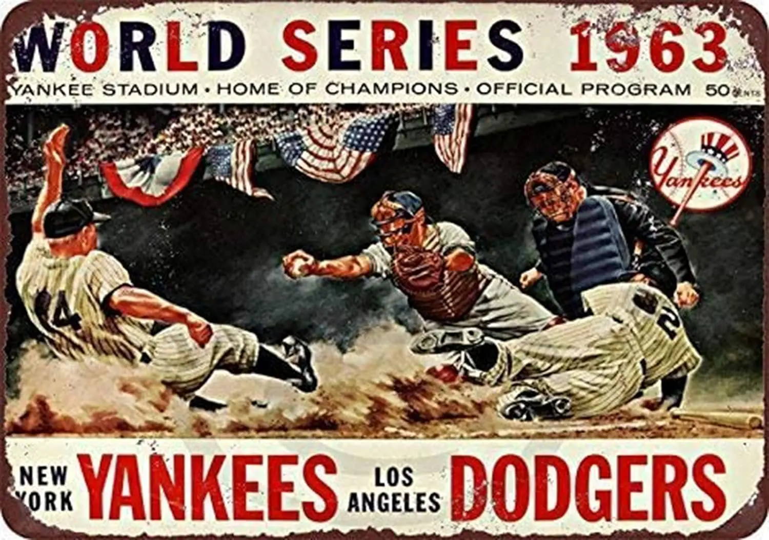 

8x12 1963 World Series Baseball Do-dgers Ya-nkees Outdoor Indoor Tin Metal Signs