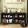 63" Buffet Sideboard Cabinet with Storage, High Glossy Coffee Bar Cabinet with Adjustable Shelves & Doors, Modern Storage Consol 4