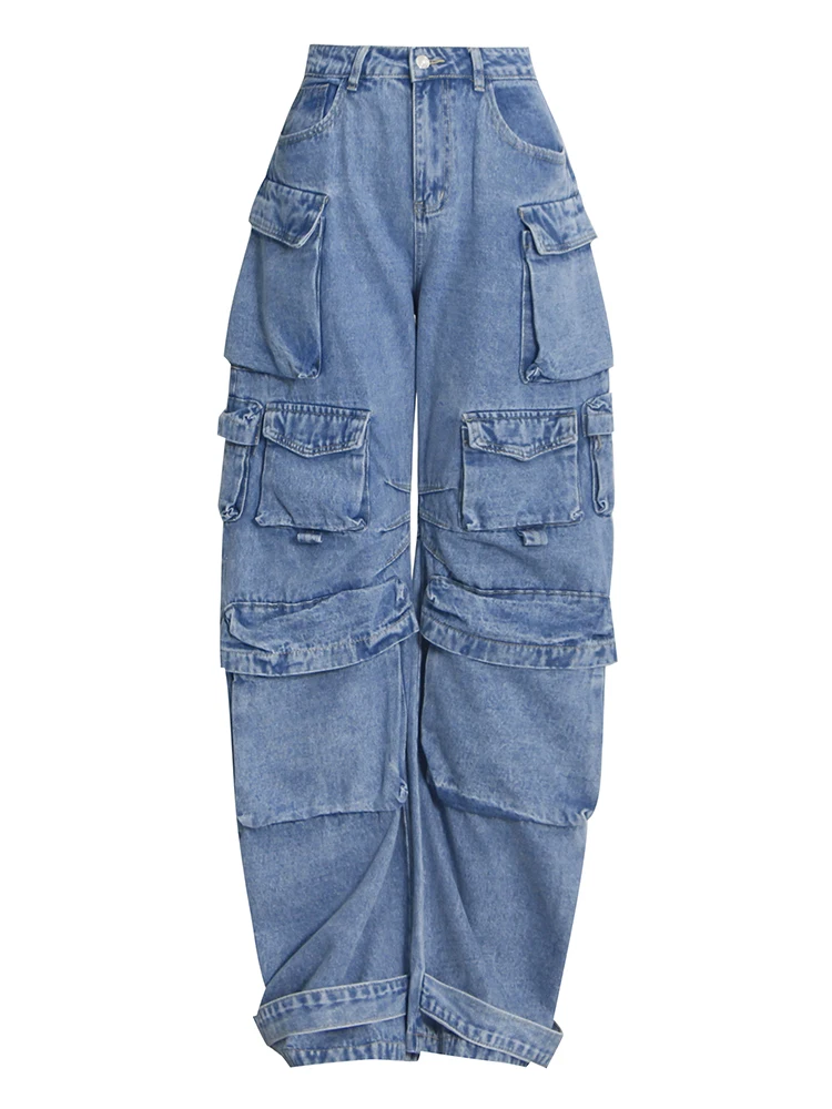 TWOTWINSTYLE Fashion Style Patchwork Button Jeans High Waist