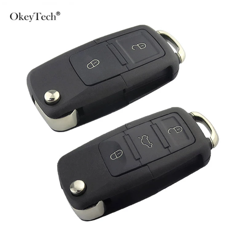 Okeytech 2 3ボタン折りたたみフリップキーシェル車のキー交換vwゴルフ4 5パサートb5 B6ポロトゥーランシュコダのための座席キー Car Key Car Keys Replacementcars Cars Aliexpress