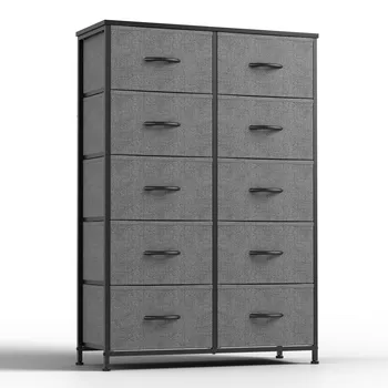 JHK 10-Drawer Fabric Bedside Storage Cabinet 1