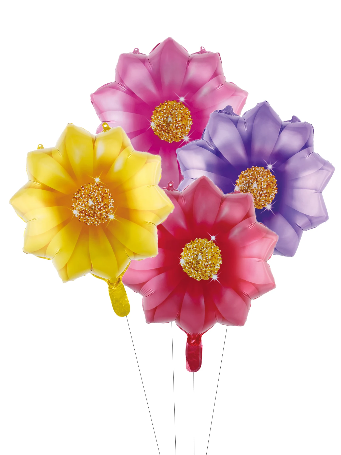thumbnail image 1 of 4 globos de aluminio de 18 pulgadas con diseño de flores rojas, rosas, amarillas y moradas, globos multicolores con margaritas, decoraciones para fiestas de cumpleaños y bodas, 1 of 4