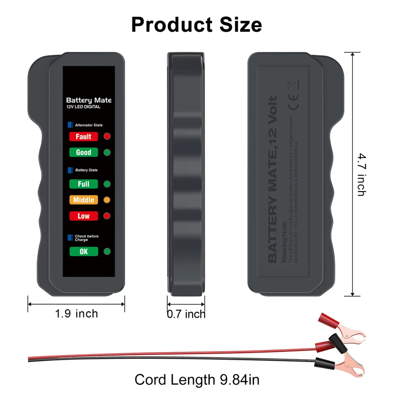12V Car Battery Tester Digital Alternator Tester with 6 LED Lights Car Battery Tester Analyzer Professional Auto Diagnostic Tool