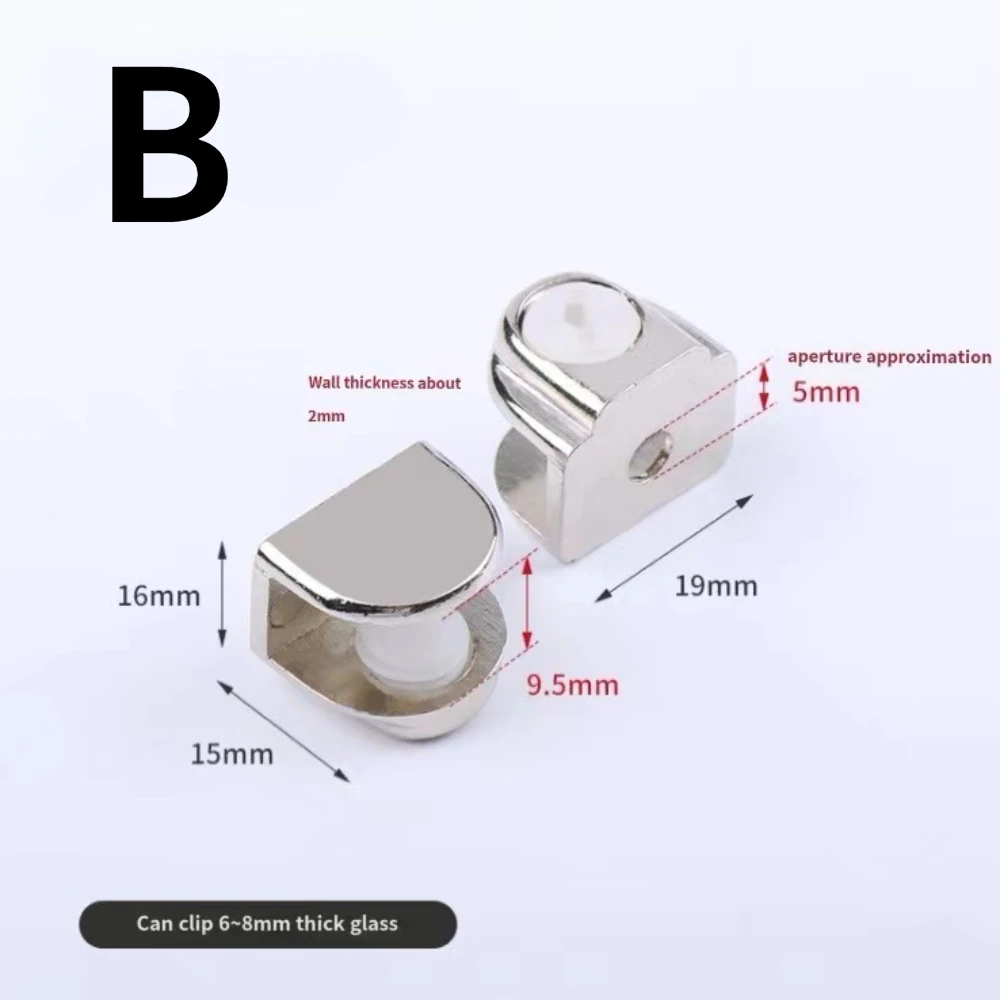 Glass Shelf Clamp Holder 12Pcs/Lot Glass Brackets Adjustable Zinc Alloy Glass Clip Shelf Clamp Holder Flat Back Mount Holder for Staircase Handrail