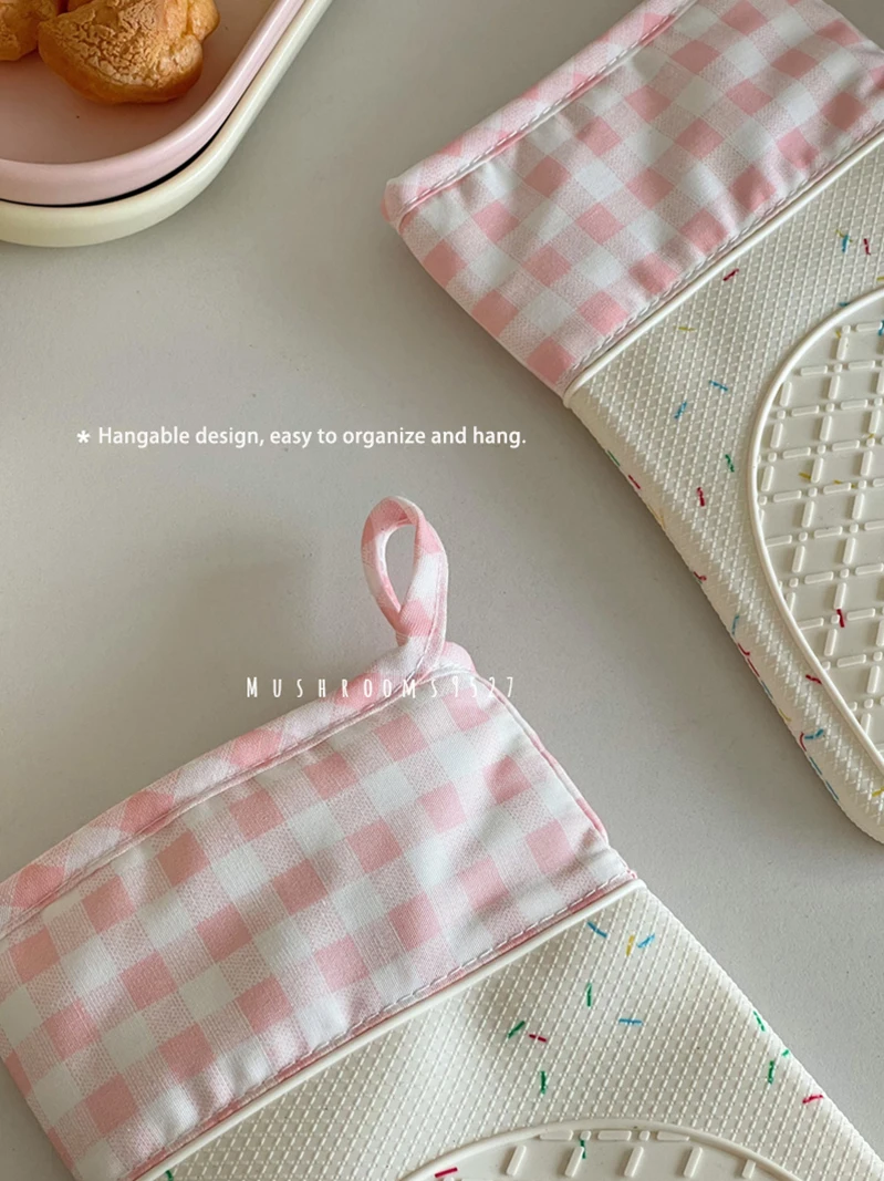Korean Cotton Sugar Needle Silicone Non-slip Heat-resistant Microwave Anti-scald Gloves Silicone Oven Mitts Kitchen Gloves Silicone Oven Gloves Silicone Oven Protector