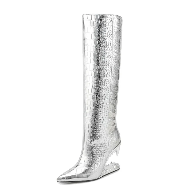 

2023 Europe and America High Quality Four Seasons Boots Women's Fashion Sexy Irregular High Heel Banquet Show Shoes women boots