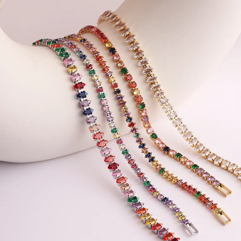 Bracciale Tennis Placcato Oro Rosa Con Zirconia Cubica 9mm – Regolabile, Per Donna – Regalo San Valentino
