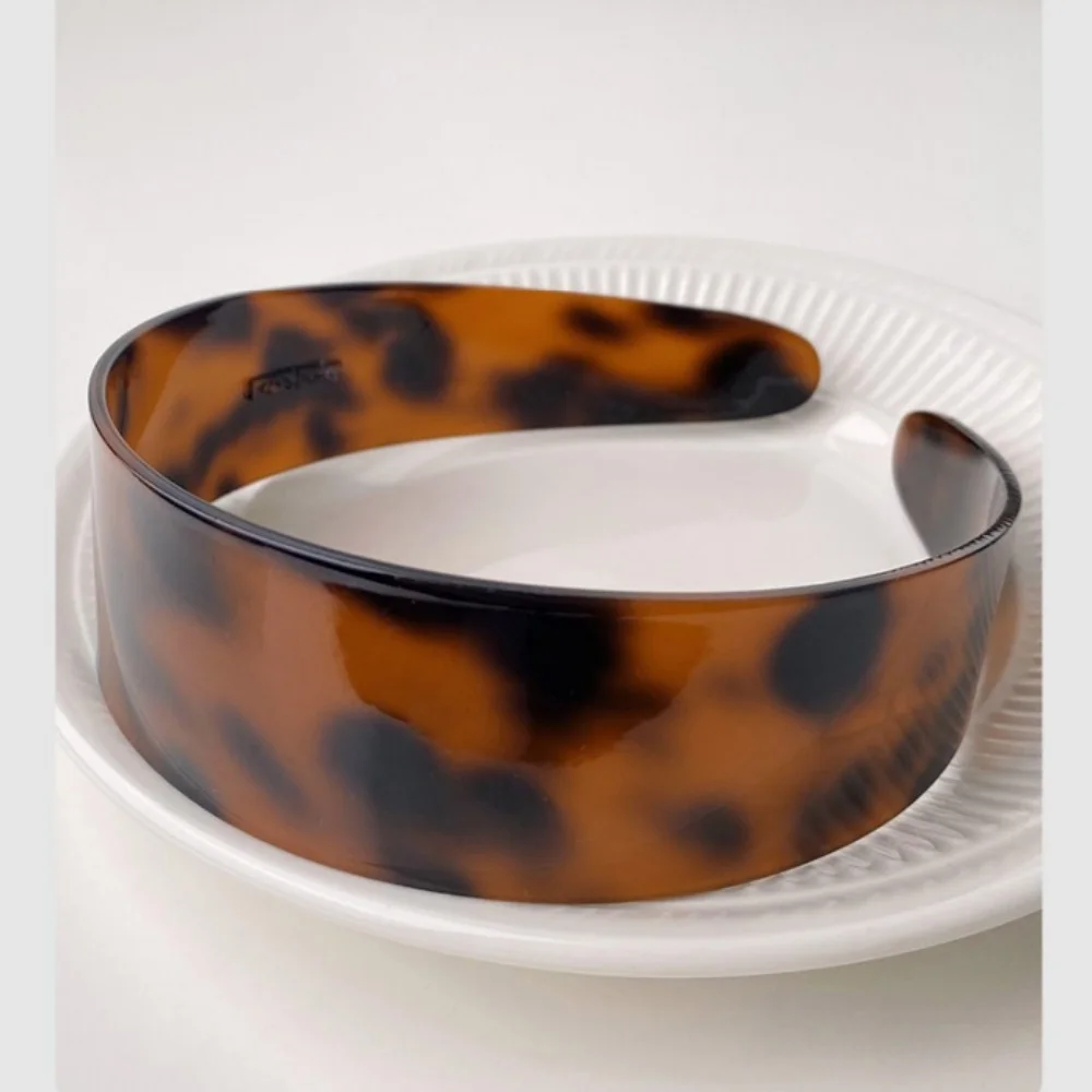 Stirnband mit Leopardenmuster, modischer breiter Haarreif, Acetat-Stirnband, Retro-Mode-Stirnband für Hochzeit, Büro, Party – Detail 7