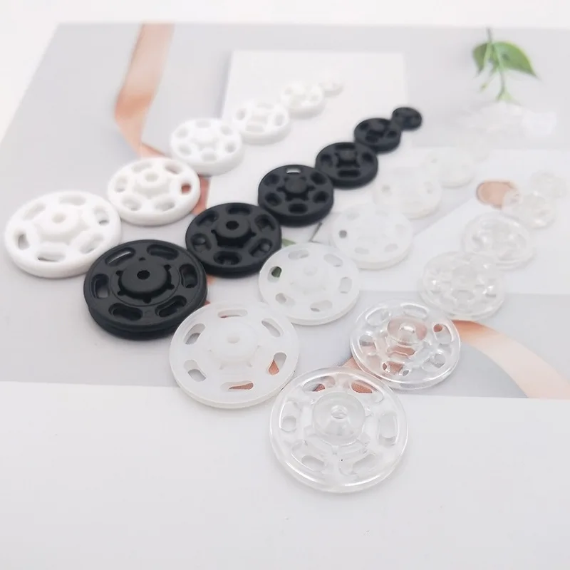 50set 7-21mm Black/White/Clear Plastic Round Snap Buttons Baby Doll Clothes Fasteners DIY Sewing Crafts Scrapbooking Accessories 5