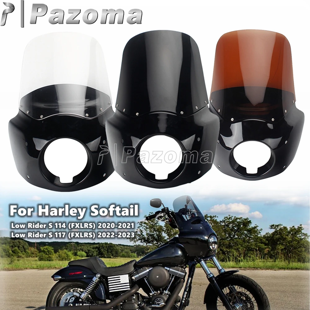 

For Harley Softail FXLRS 114 117 Low Rider S Fairing Motorcycle Headlight Cover Cowl W/ 15 inch Windshield Windscreen 2020-2023