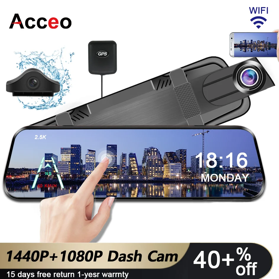 Fotocamera A Specchio Acceo Per Videoregistratore Touch Screen Per Auto Specchietto Retrovisore Supporto Dash Cam Specchietto Retrovisore Dvr Scatola 
