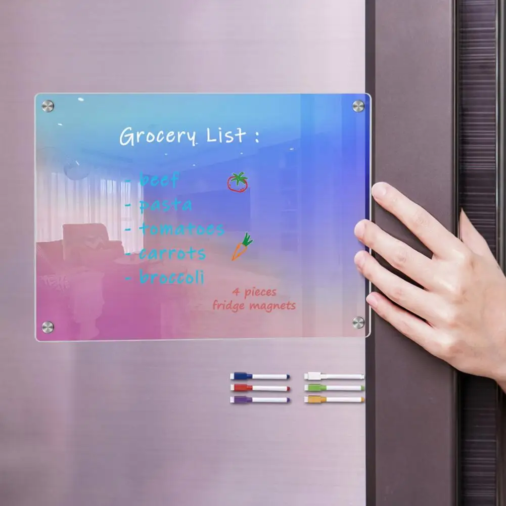 1 Set Magnetic Acrylic Calendar Colorful Dry-Erase Refrigerator Family Monthly Weekly Planning Schedule To-do List Message Board