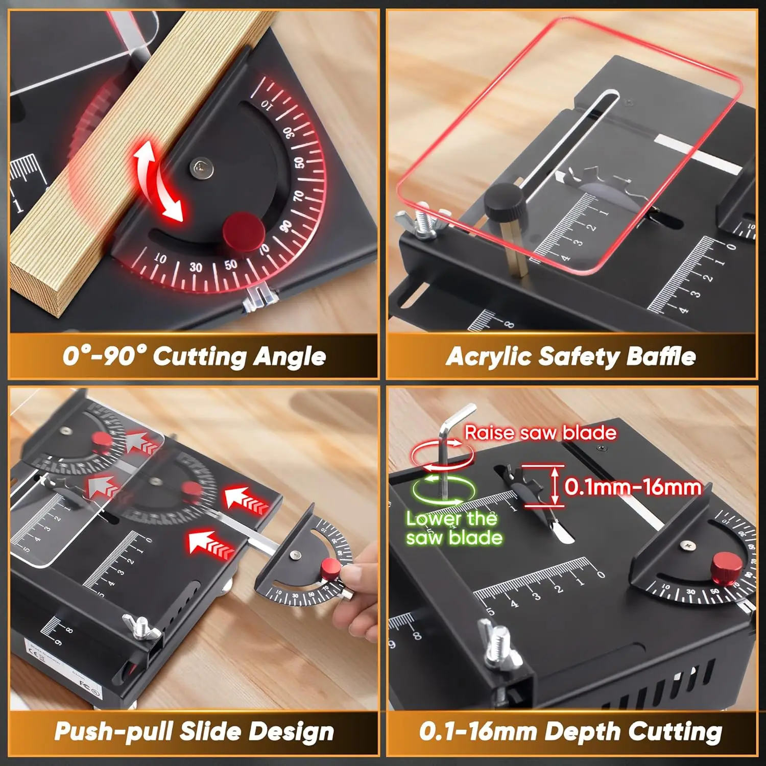 Mini Table Saw, Mini Multi-Functional Table Saw for Crafts, Speed & Angle Adjustable, Cutting | Sanding | Engraving