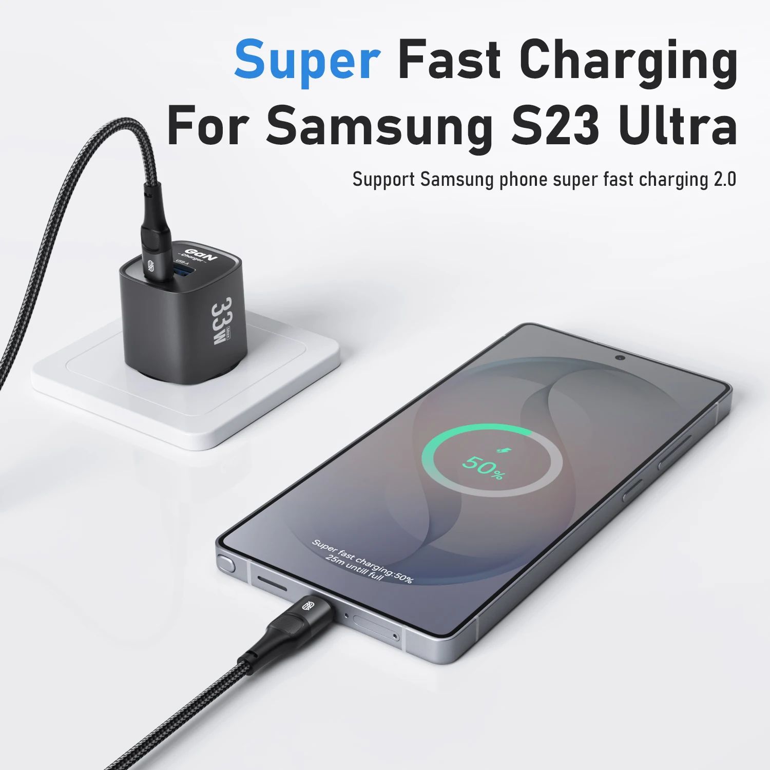 33W GaN USB-C Portable Fast Charger with Dual Ports