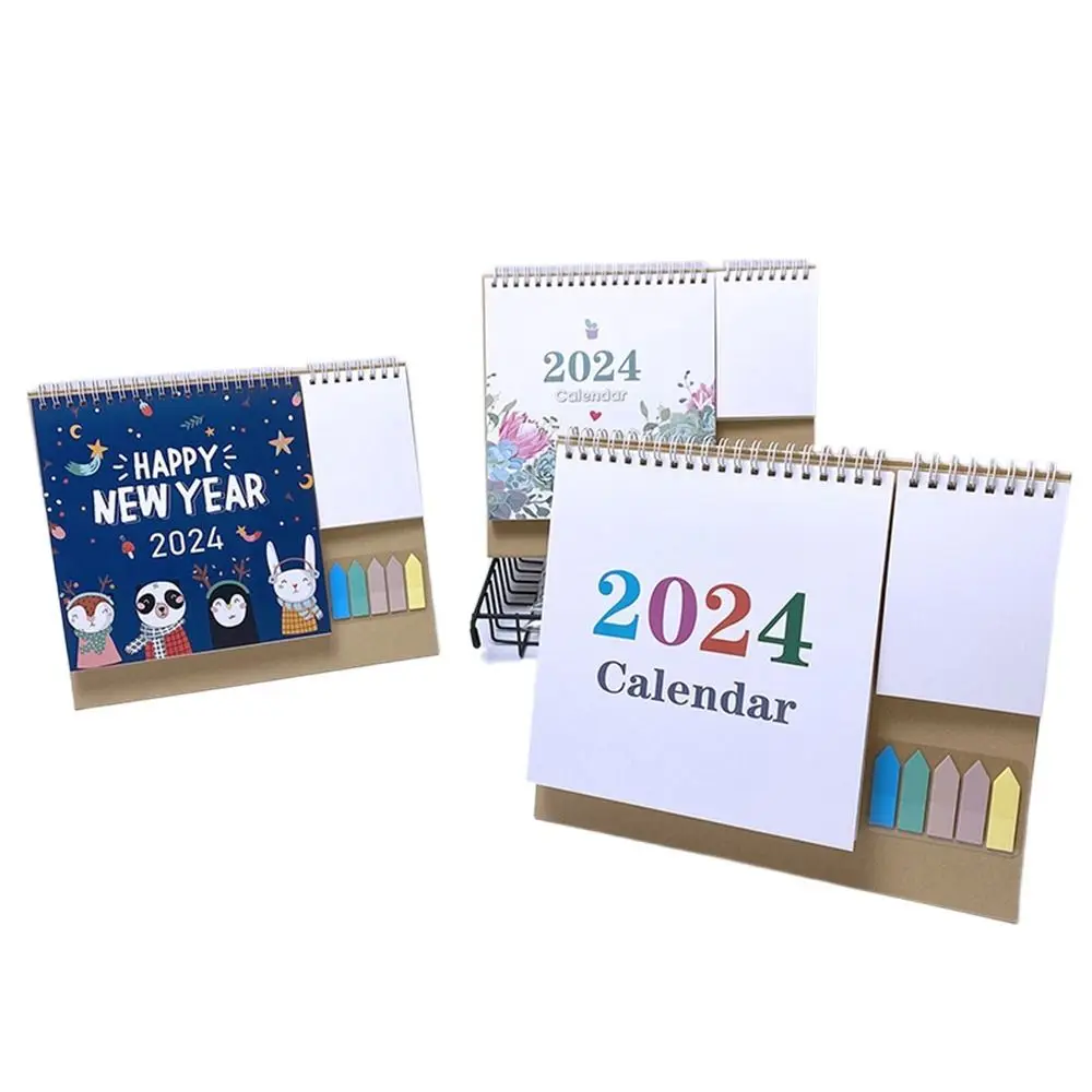 

Creative 2024 Desktop Calendar Thick Paper Corner Protectors Monthly Calendar Planner Index Monthly Design Memo Pages