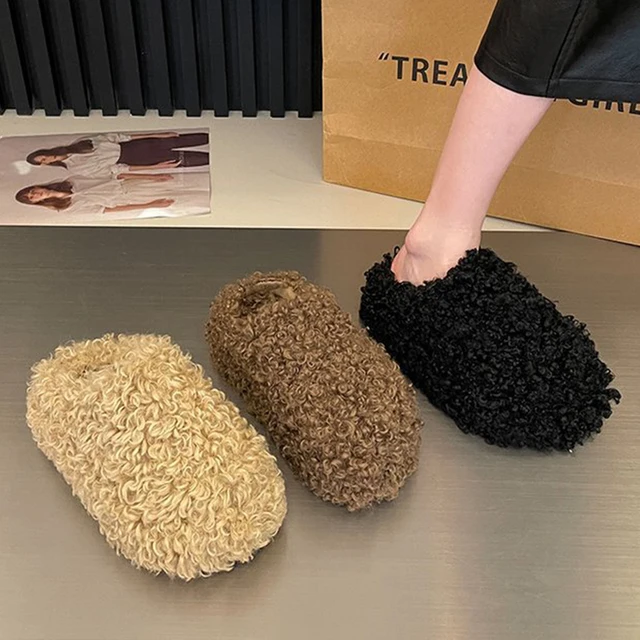 Winter 2025 Fashion Women's Shoes Comfortable Plush Velvet Warm fluffy Slippers Home Non-slip Lightweight Soft Indoor slippers 2