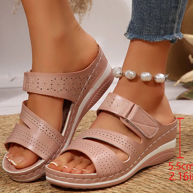Women's Sandals 2025 New Summer Shoes Women Heels Sandals Summer Slippers Chaussures Femme Casual Wedges Heeled Footwear Female