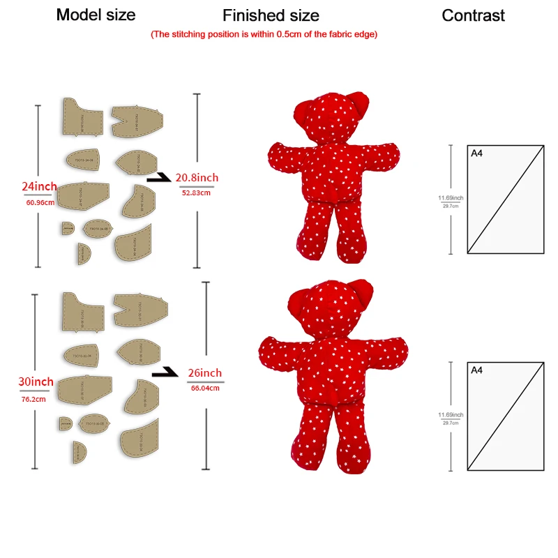 NUBECOM 10pcs Creative Bear Making Kraft Stencil Craft Kit DIY Memory Bear Pattern Quilting Templates Sewing Tool Kit Decoration