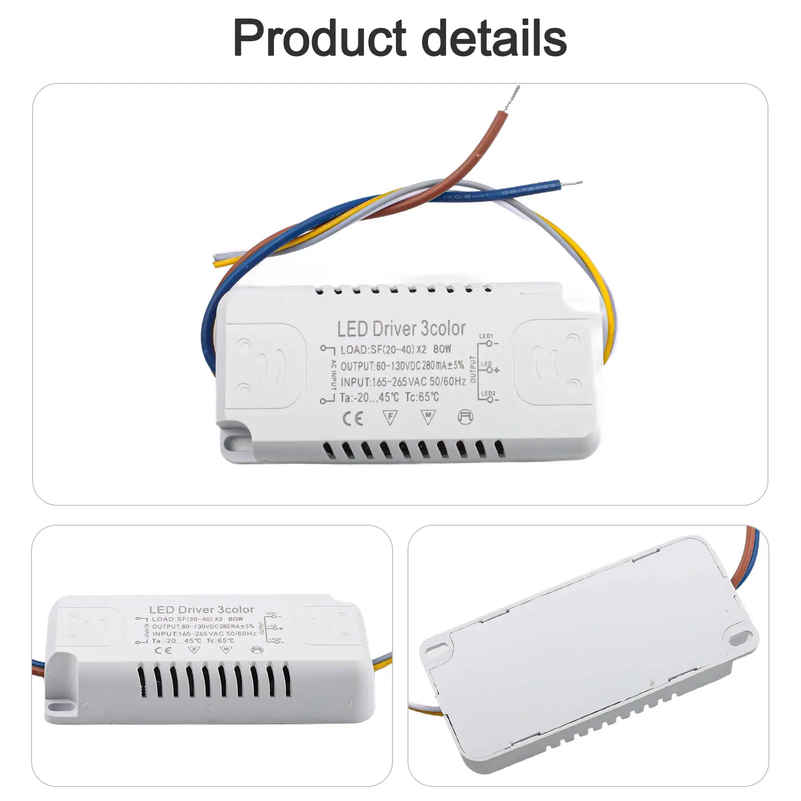LED-Treiber, 3-Farben-Adapter, 8–24 W, 20–40 W, 30–50 W, 40–60 W, 50–70 W, für LED-Beleuchtung, nicht isolierender Transformator-Treiber-Ersatz – Detail 22