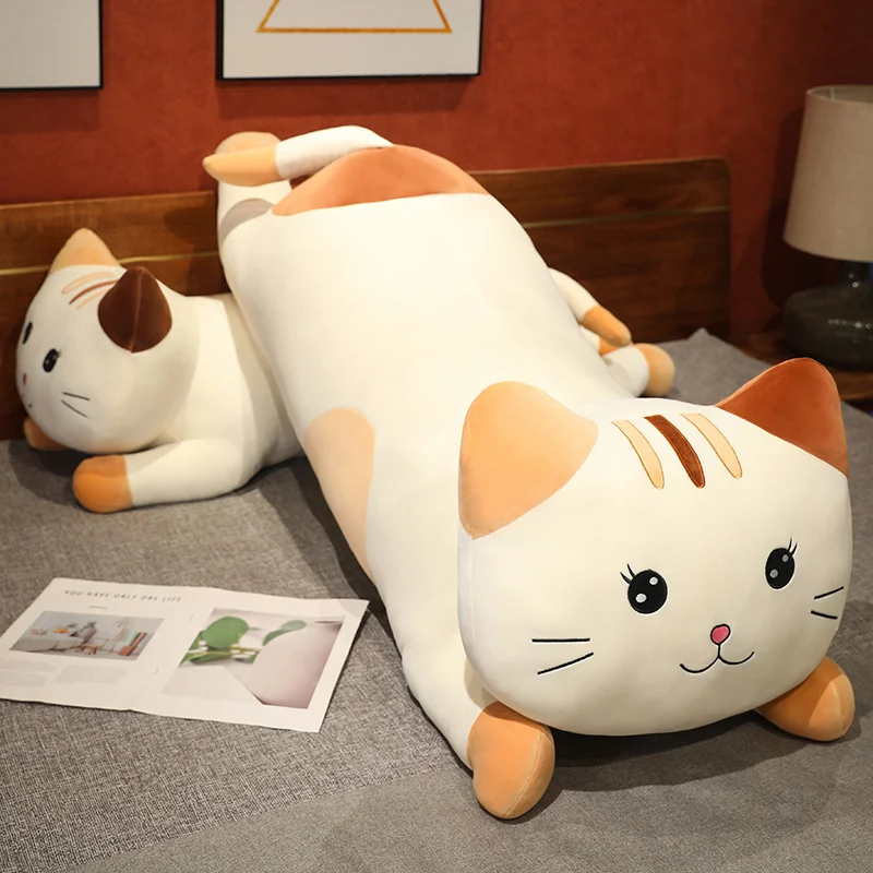 Cartoon Cat Plush Throw Pillow - 35 Inch Long Animal Neck Pillow Soft Plush Toy