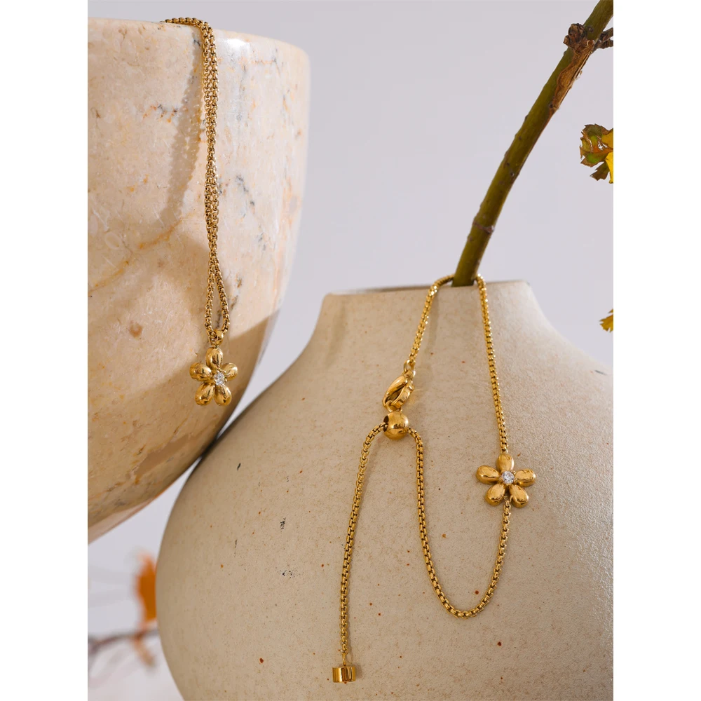 Yhpup Stainless Steel Zirconia 18K Plated Golden Jewelry