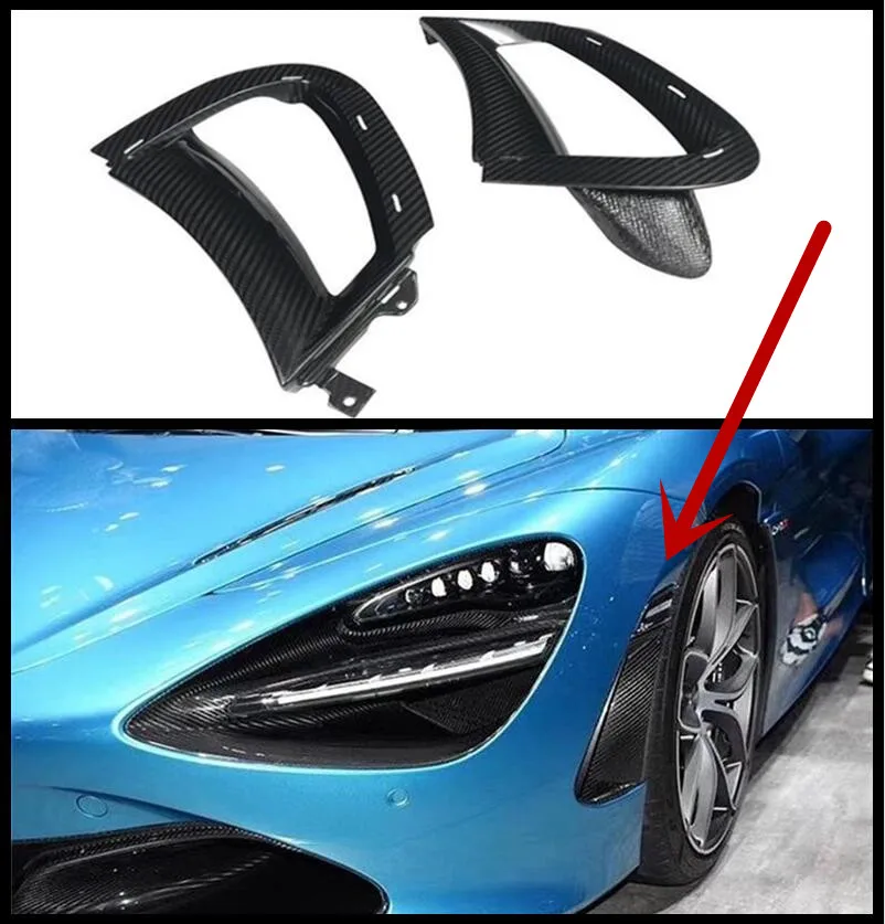 Vera Fibra Di Carbonio Porta Laterale Vent Fender Badge Wind Knife Frame Cover Per Mclaren 720S 2017 2018 2019 2020 2021