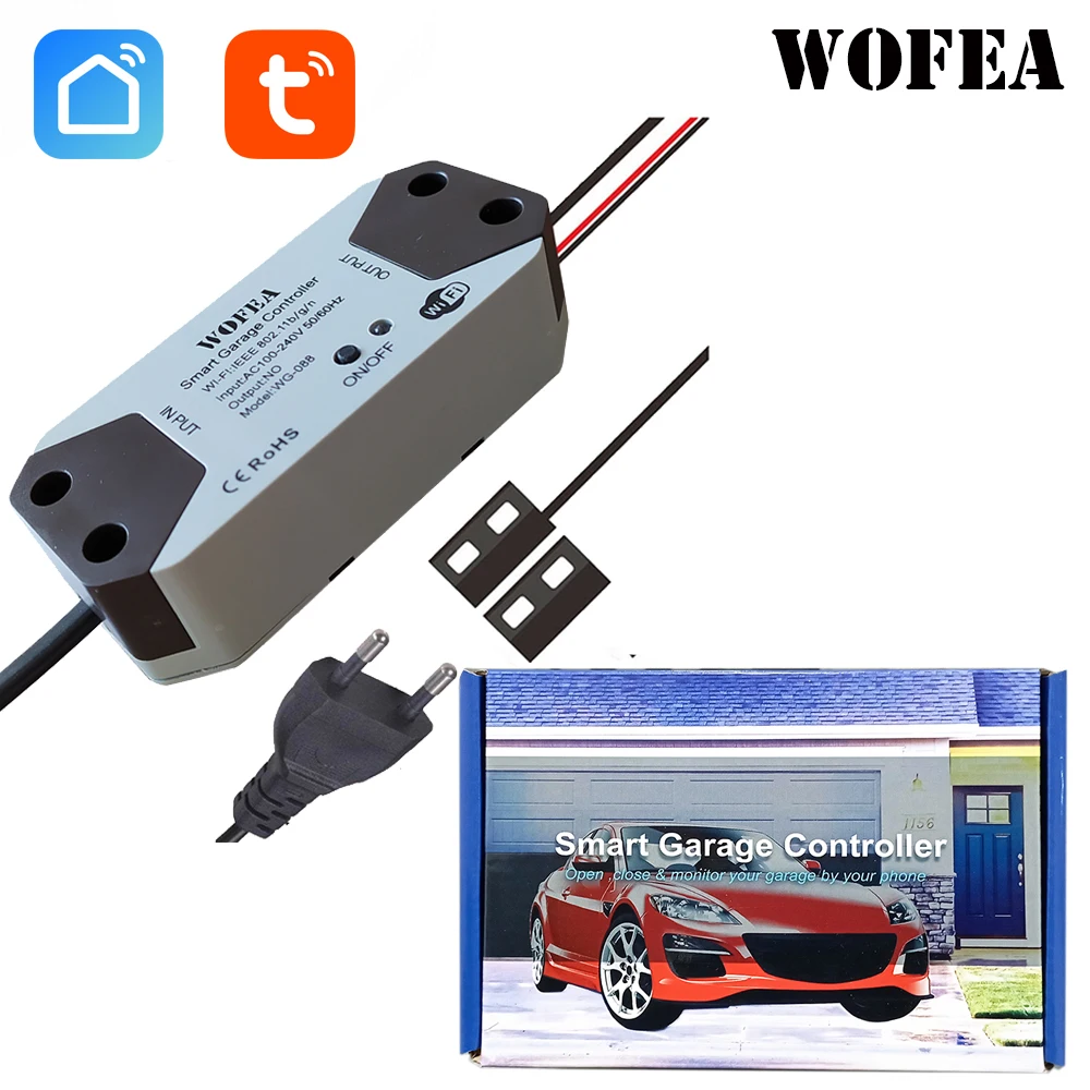 

Wofea умный WIFI 2,4G Tuya умный Нож для гаражных ворот открывающийся/закрытый гараж с помощью сотового телефона Простая установка