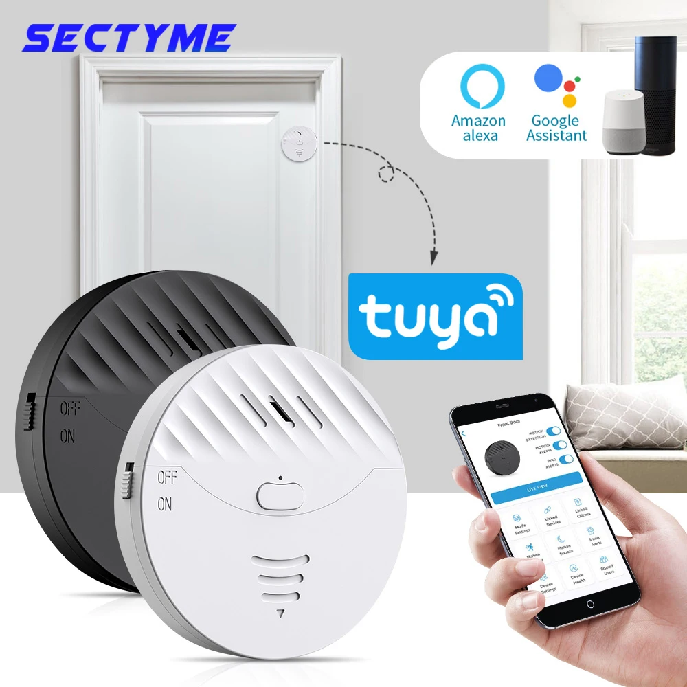 

Sectyme Tuya Smart WiFi Window Door Alarm Vibration Sensor 130dB Glass Break Vibration Burglar Sensor Home Safety Alarm Detector