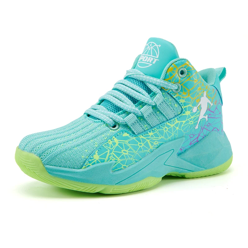 Kids' Non-Slip Breathable Basketball Sneakers - Lace-Up Athletic Training Shoes