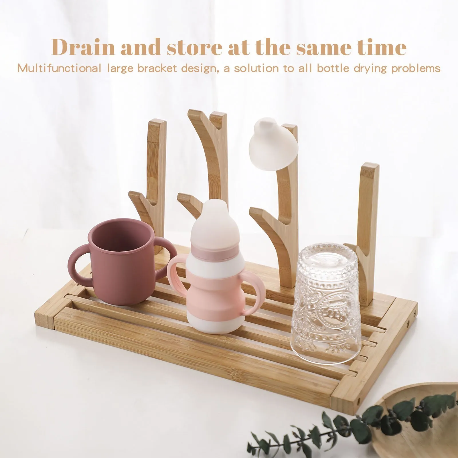 Bamboo Wood Nipple Storage Drying Rack Baby Feeding Bottle Drain Rack Removable Holder Feeding Cup Cleaning Dryer Drainer Gift
