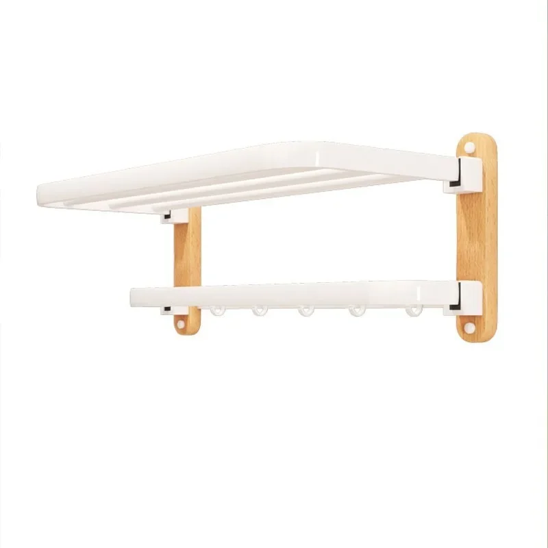 Walnut Towel Rack Bathroom Shelf Toilet Bathroom Wall Mounted Washroom Storage Bath Towel Holder
