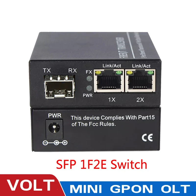 10/100/1000M Gigabit media converter 1SFP2E fiber ethernet fiber optic switch mi