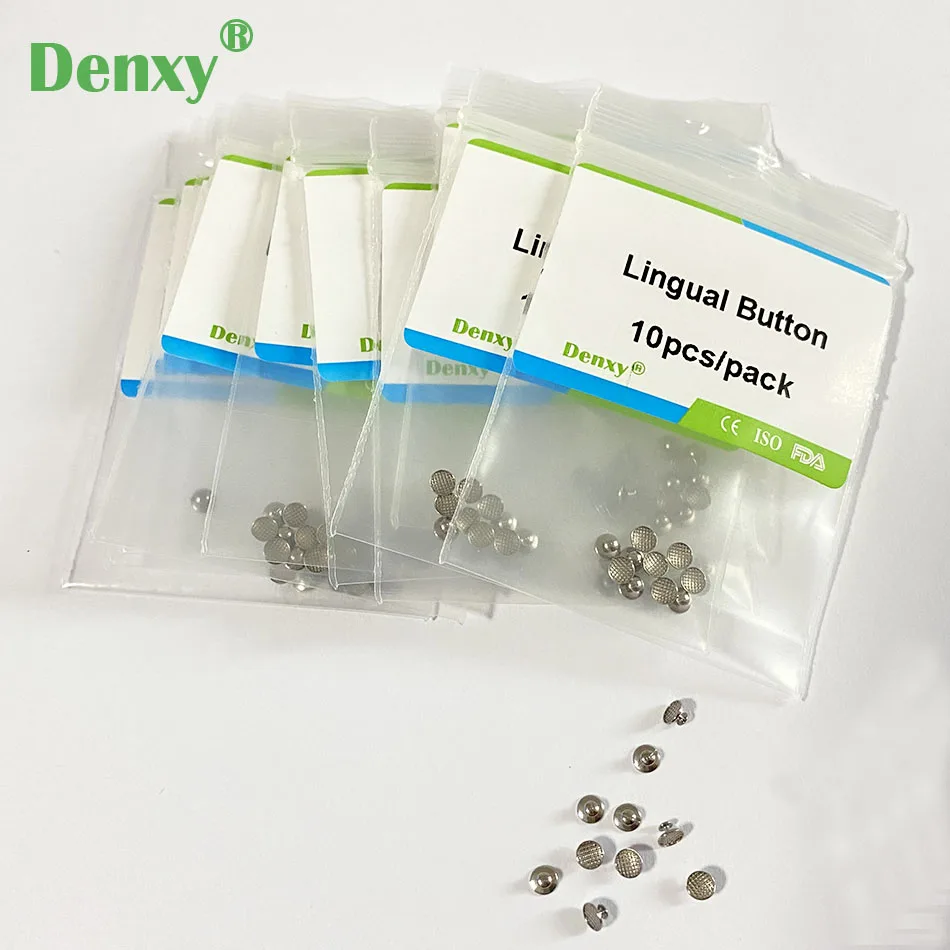 Denxy 100pcs Dental Orthodontic Lingual Button On Sales Metal buttons MIM Lingual Attachments Appliances orthodontic brackets