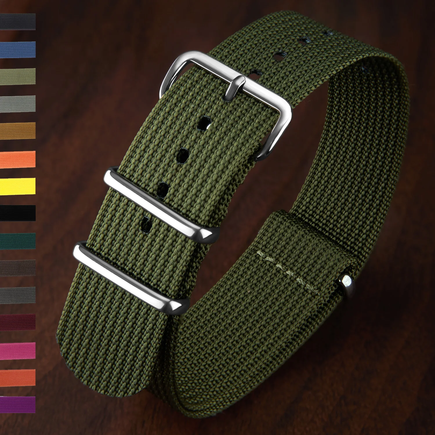 Comfortable Nylon Ribbed Military-Style Washable Watch Strap for Men