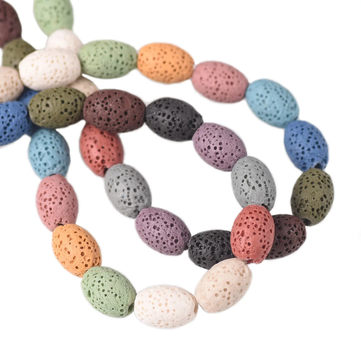 10pcs 12x9mm 15x11mm טבעי געש לבה אבן סגלגל צורת Loose חרוזים לתכשיטים ביצוע DIY צמיד ממצאי