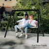 Heavy Duty 660 LBS Wooden Swing Frame with Extra Bottom Connection Board, Upgraded A-Frame Porch Swing Bench Stand 6